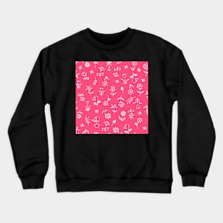 Vibrant Hot Pink Floral Scribble Doodle Design Crewneck Sweatshirt